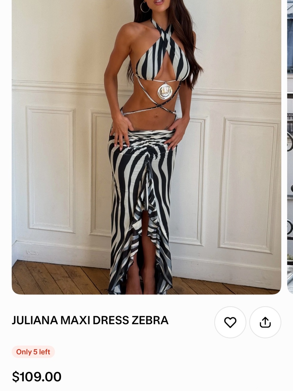 Juliana Zebra Maxi Dress - Black & White
